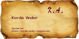 Korda Andor névjegykártya